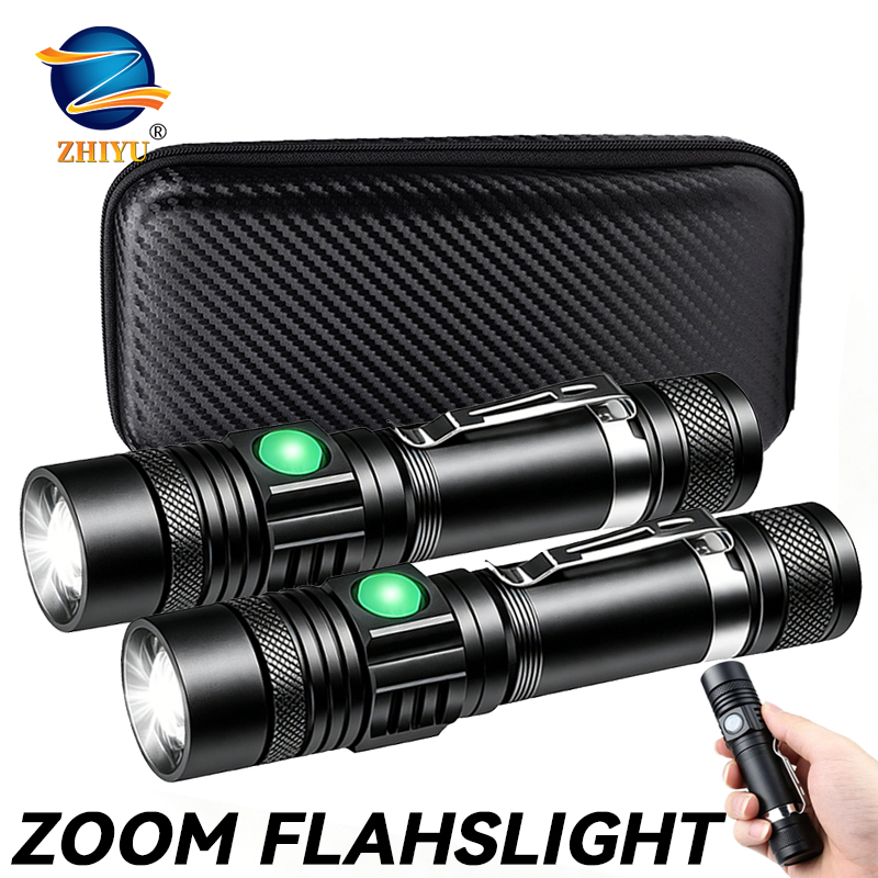 Outdoor Lighting Panel - T6 LED Rechargeable Flashlight,18650 Zoomable Torch,