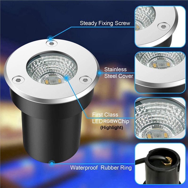 A01F-Outdoor 12V RGBW In Groun - đánh giá và giá Outdoor Lighting Low Voltage