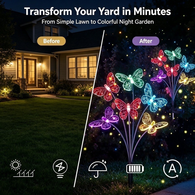 Solar Powered Butterfly Lights - đánh giá và giá Outdoor Lighting Battery Powered